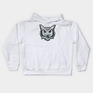 Monochromatic Horned Owl in Acrylic Kids Hoodie